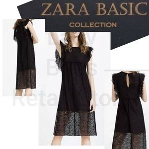 Zara Guipure Black Shift Dress Size Small